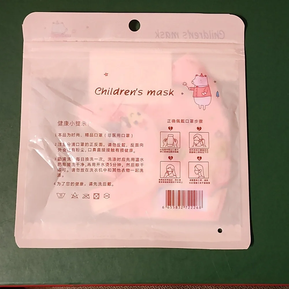 Children's re Usable face mask new in package never opened